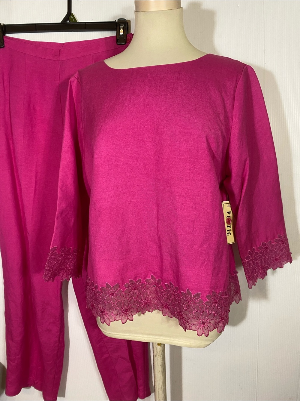 Hot Pink Embroidered Two-Piece Set